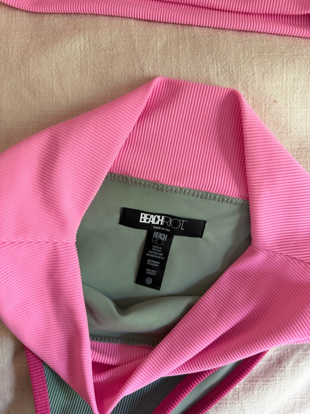 Beach Riot Pink and Mint Ribbed Bikini Top - Picture 3 of 3